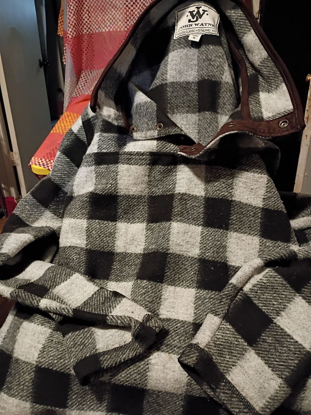 Black & Gray Plaid Men's Hooded Wool Jacket.